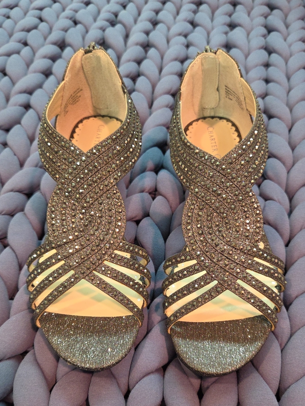 Sparkling Strappy Women’s Dress Sandals - Bronze